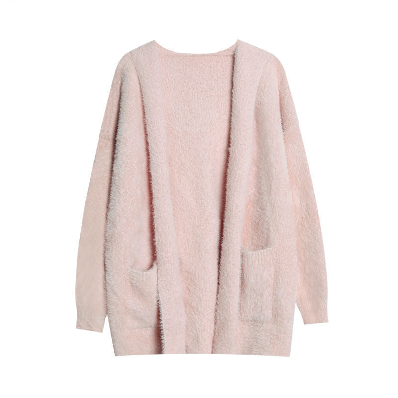 Damen Strickcardigan Flauschig Offener Schnitt Eveloria