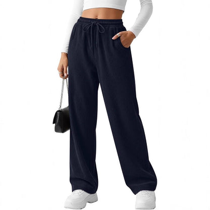 Damen Rippstrick-Hose Breit mit Kordelzug Eveloria