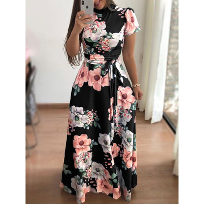 Damen Maxikleid Floralmuster Wickeldesign Kurvenbetonend Eveloria