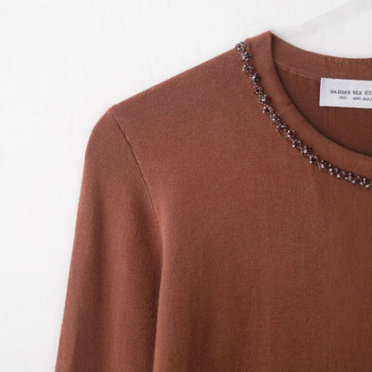 Damen Strickcardigan mit Perlenverzierung Elegantes Design