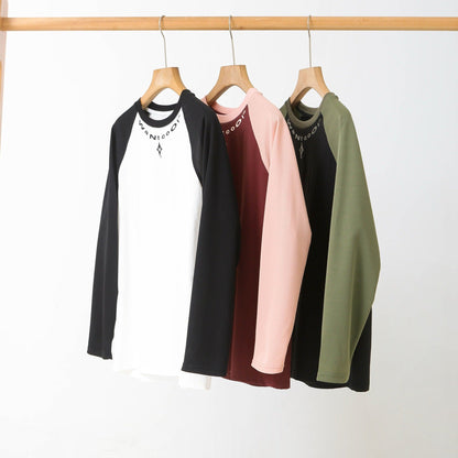 Damen Sportliches Langarmshirt Raglanärmel Baumwolle Eveloria
