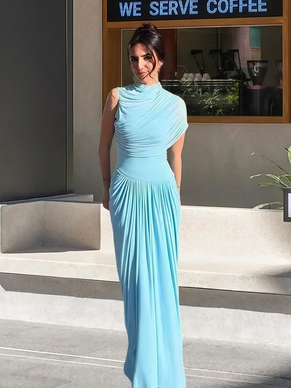 Damen Maxikleid Asymmetrisch Drapierungen Eveloria