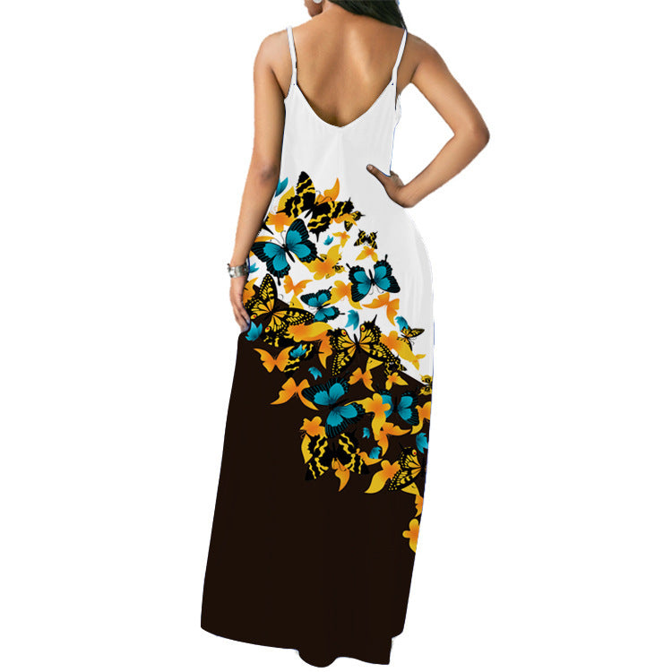Damen Maxikleid Floralmuster Raffinierte Eingrifftaschen Eveloria