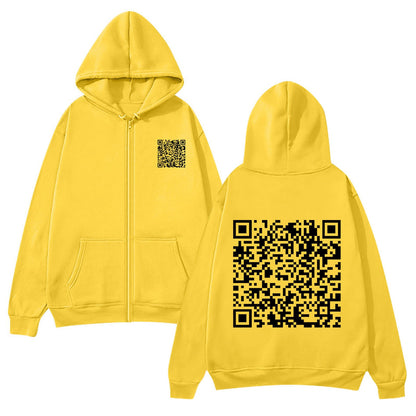 Damen Kapuzenjacke Weiches Fleece QR-Code-Design Eveloria