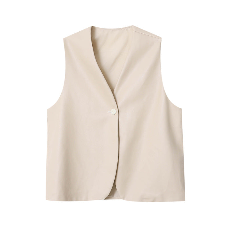 Damen Weste Veganleder Eleganter Schnitt