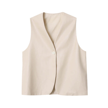 Damen Weste Veganleder Eleganter Schnitt
