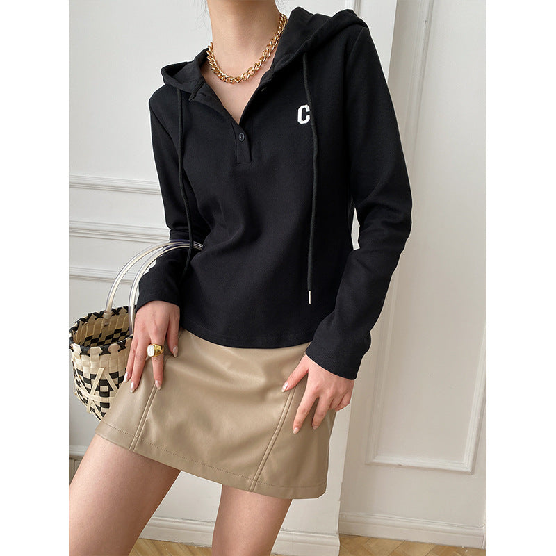 Damen Hoodie Lässiger Schnitt Knopfleiste Grau Eveloria - Eveloria