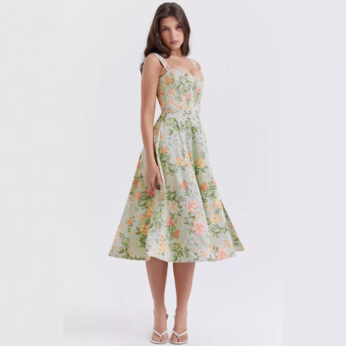 Damen Sommerkleid Floral mit hohem Beinschlitz Eveloria