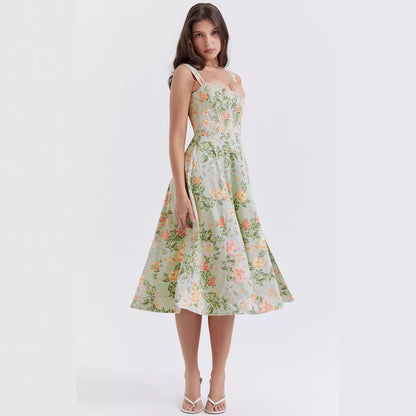 Damen Sommerkleid Floral mit hohem Beinschlitz Eveloria