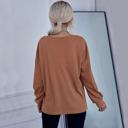 Damen Pullover Lässig Knopfleiste Struktur Eveloria
