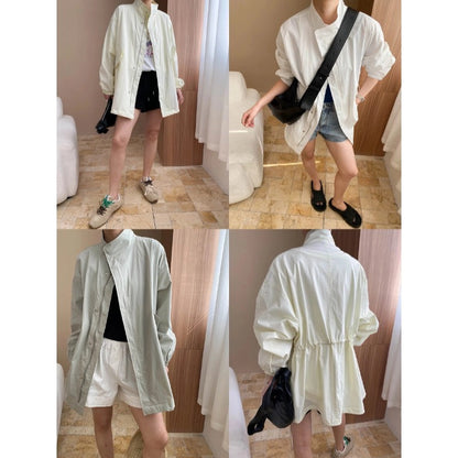 Damen Übergangsjacke Lässig Hochkragen Praktische Taschen