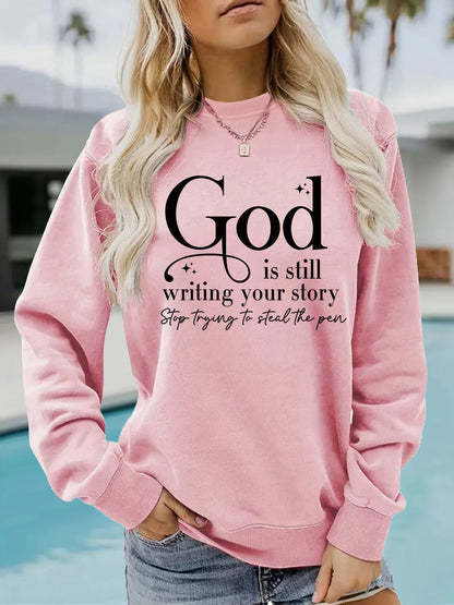 Damen Sweatshirt Inspirierender Schriftzug Grau