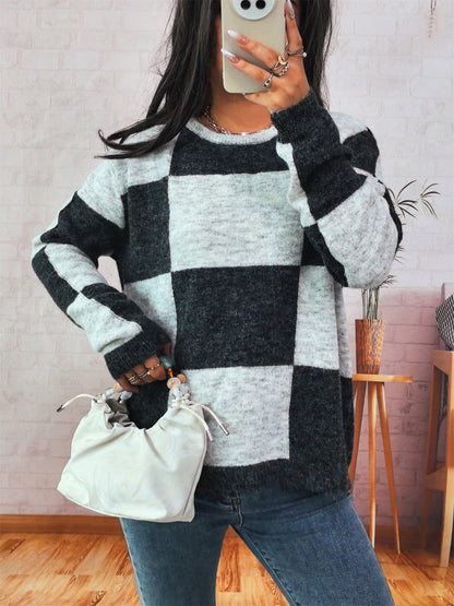 Damen Pullover Karomuster Modern Eveloria