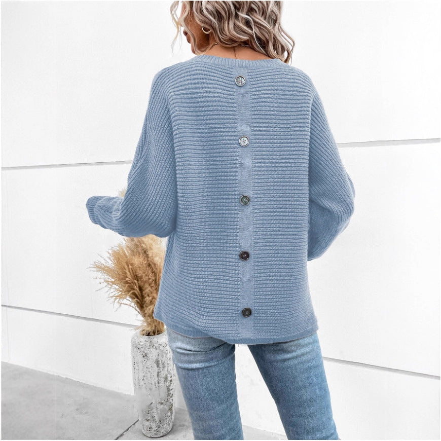 Damen Strickpullover V-Ausschnitt Kontrasttexturen Grau