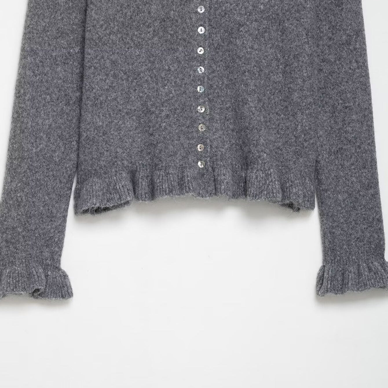 Damen Strickjacke Kragen Dekorativer Knopfverschluss