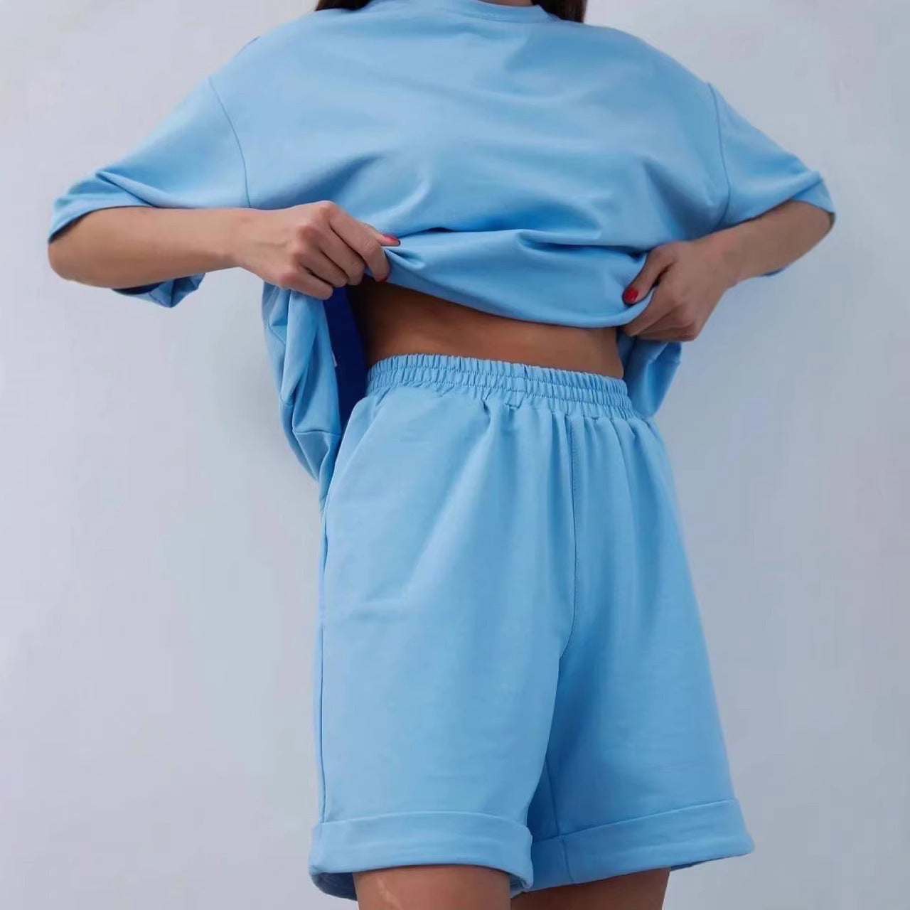 Damen Lounge-Set Oversized T-Shirt Shorts Eveloria