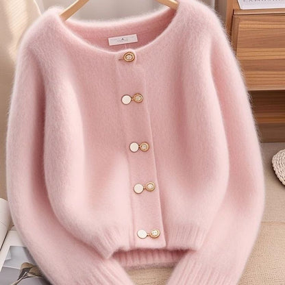 Damen Strickjacke Kuschelig Mit Goldenen Knöpfen