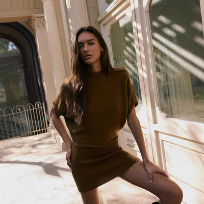 Damen Strickkleid Lässig Figurbetonend Rock Eveloria - Eveloria