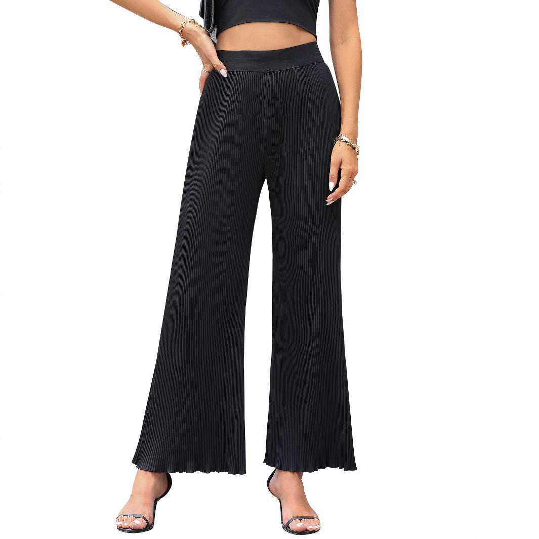 Damen Plissee-Hose elastisch Weitbein Eveloria