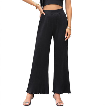 Damen Plissee-Hose elastisch Weitbein Eveloria