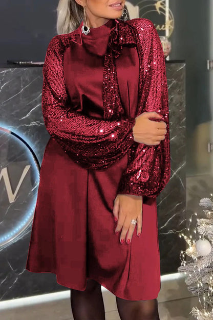 Damen Cocktailkleid Paillettenbesatz Festlich Eveloria
