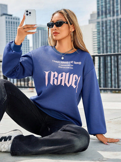 Damen Sweatshirt Lässiger Schnitt mit Schriftzug