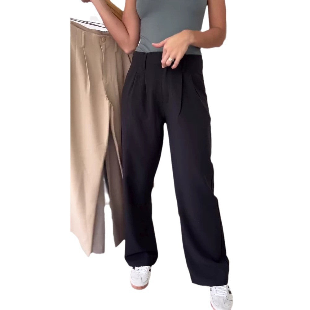 Damen High-Waist-Hosen mit Falten Eveloria