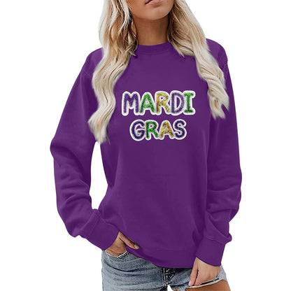 Damen Sweatshirt Mardi Gras Schriftzug Eveloria