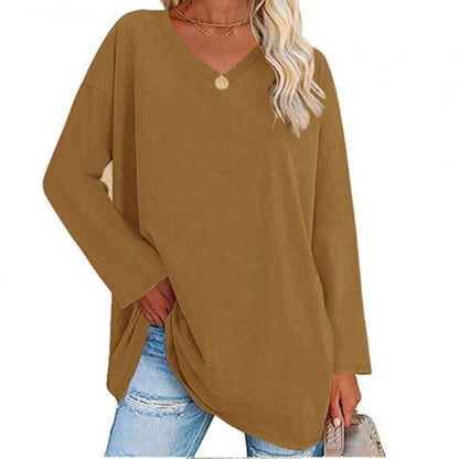 Damen Sweatshirt V-Ausschnitt Langärmlig Asymmetrisch Grau Eveloria
