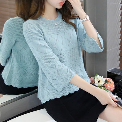 Damen Strickpullover Strukturiertes Muster Beige Eveloria - Eveloria