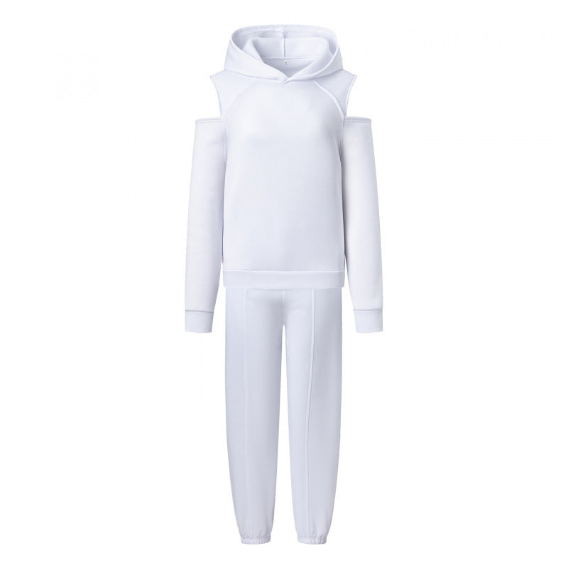 Damen Sportliches Sweatset Tiefes Raglanärmel Grau