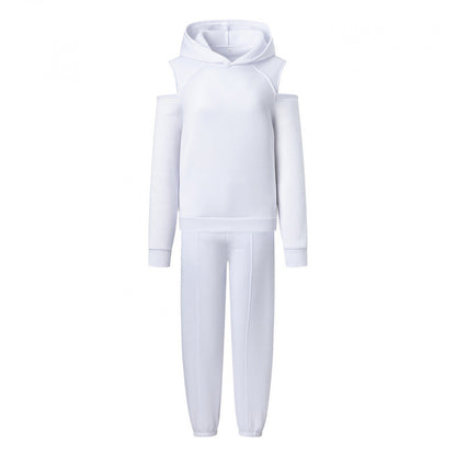 Damen Sportliches Sweatset Tiefes Raglanärmel Grau