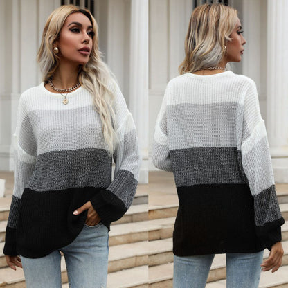 Damen Pullover Lässig Gestreift Weit Eveloria