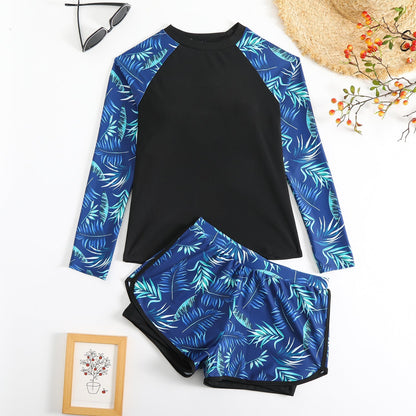 Damen Tankini Badeanzug Langarm Doppelhose