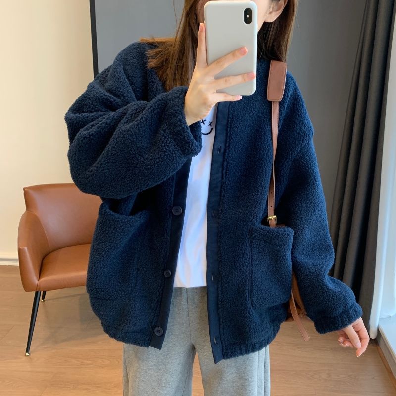 Damen Oversized-Jacke Flauschig Große Taschen Eveloria