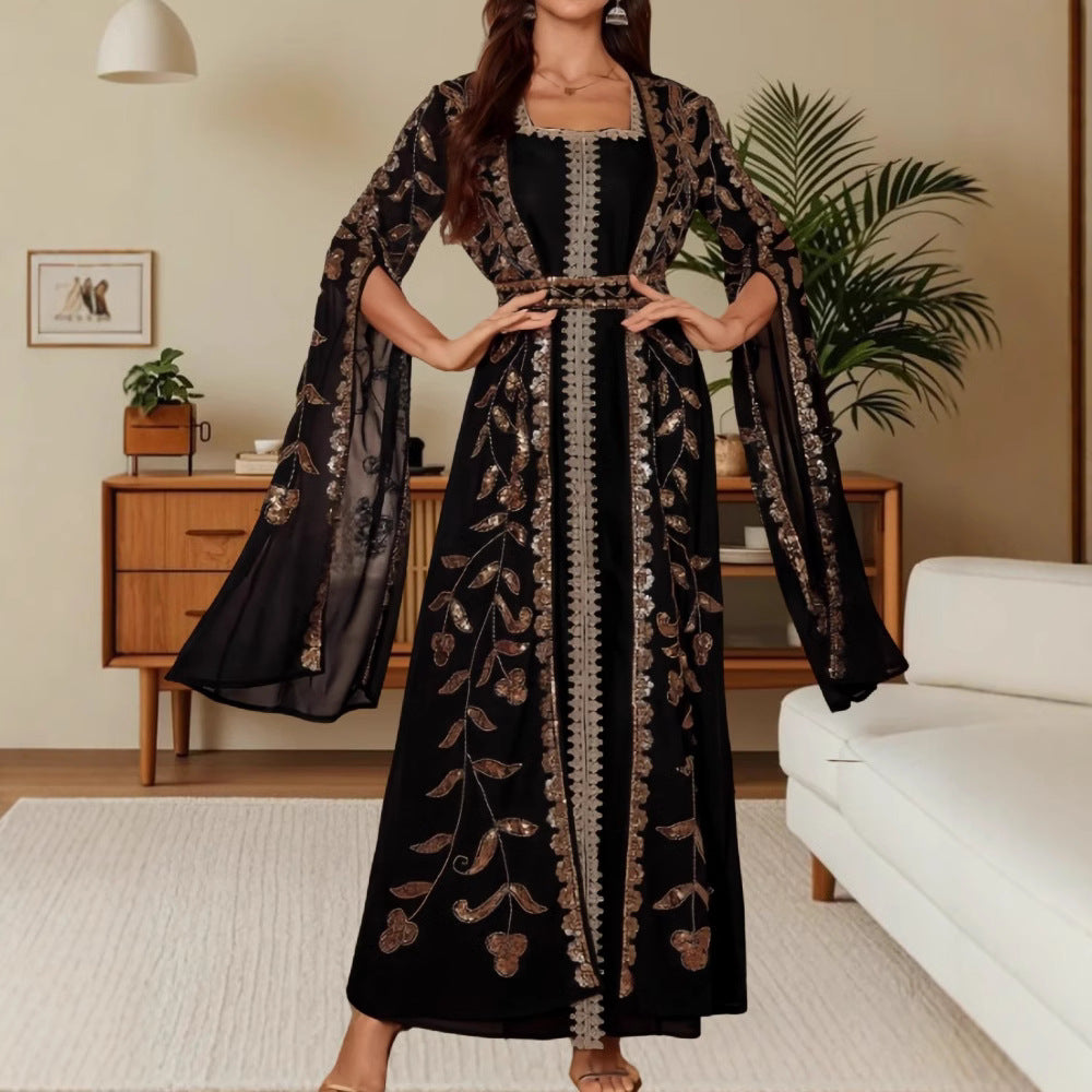 Damen Kaftan-Kleid mit Stickereien und fließendem Schnitt Eveloria - Eveloria