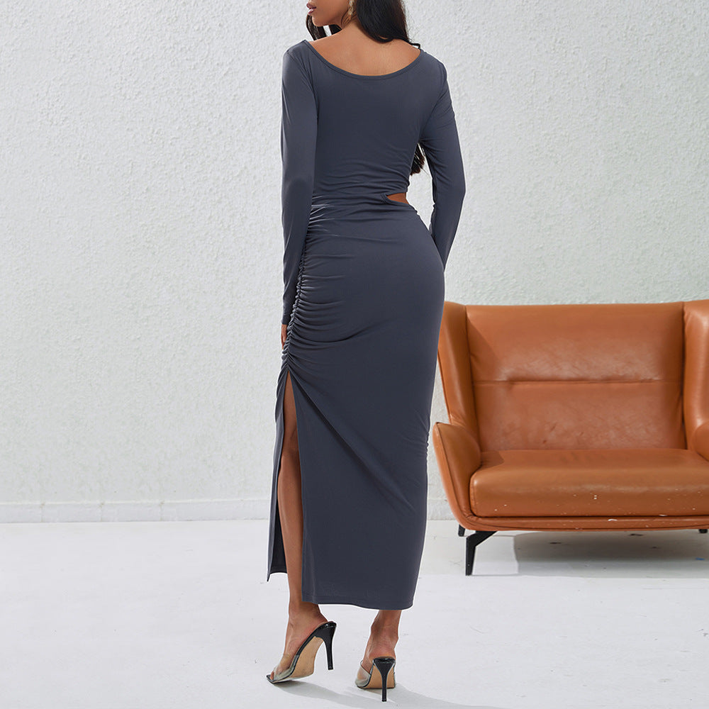 Damen Maxikleid Rüschen Details Elegante Drapierung Eveloria
