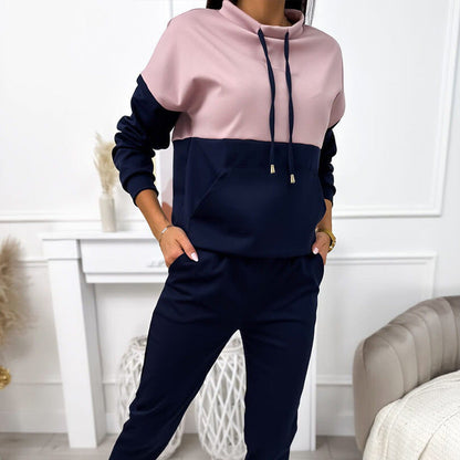 Damen Sportliches Lounge-Set Kapuze Elastisch Grau Eveloria