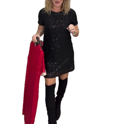Damen Partykleid Paillettenbesatz Moderner Schnitt Eveloria