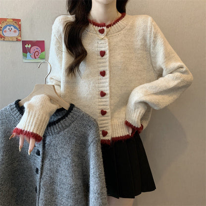 Damen Strickjacke Herzknöpfe Eveloria - Eveloria