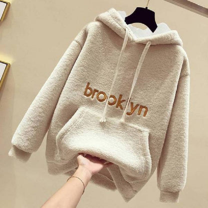 Damen Hoodie Kuschelig Bequem Lässig Grau Eveloria