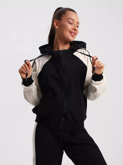 Damen Sportliches Freizeit-Set mit Kontrastfarben und Taschen Eveloria