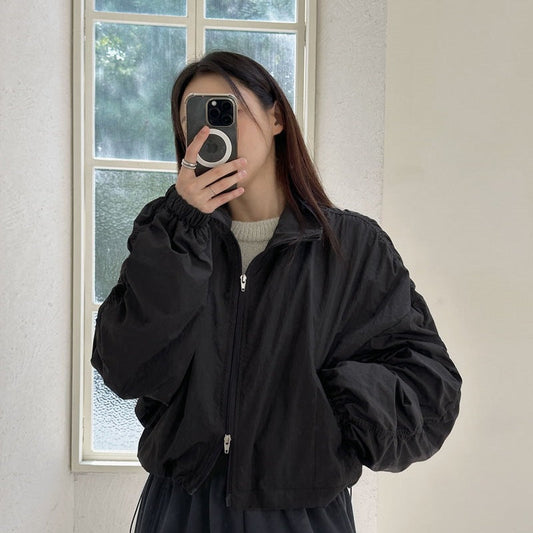Damen Cropped Übergangsjacke Trenddesign Schwarz - Eveloria