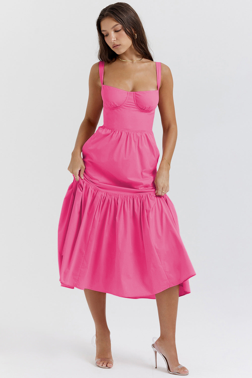 Damen Maxikleid Floral Muster Tailliert