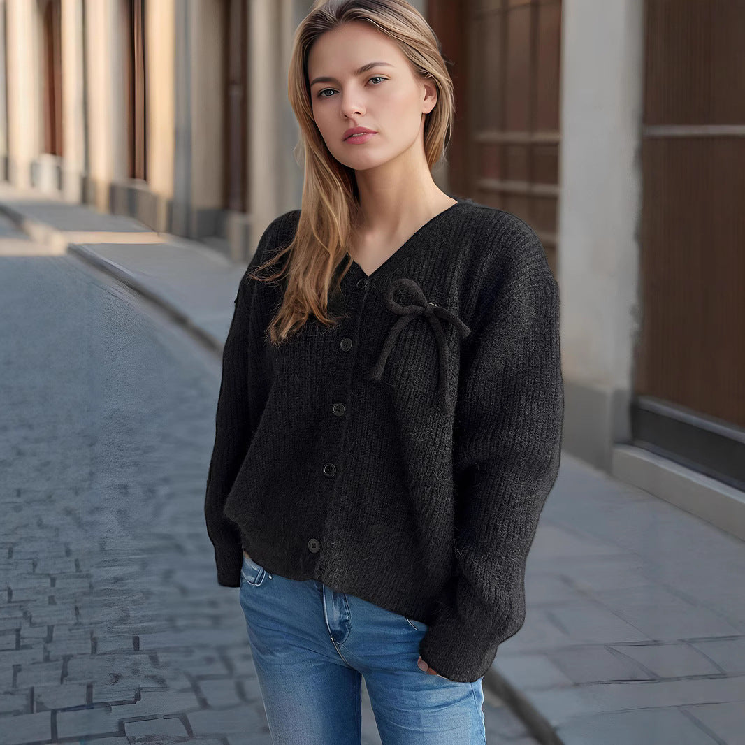 Damen Strickcardigan Feinripp mit Knöpfen Beige