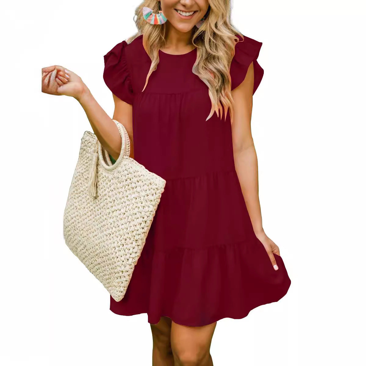 Damen Freizeitkleid Eveloria Baumwolle Sommerfarben