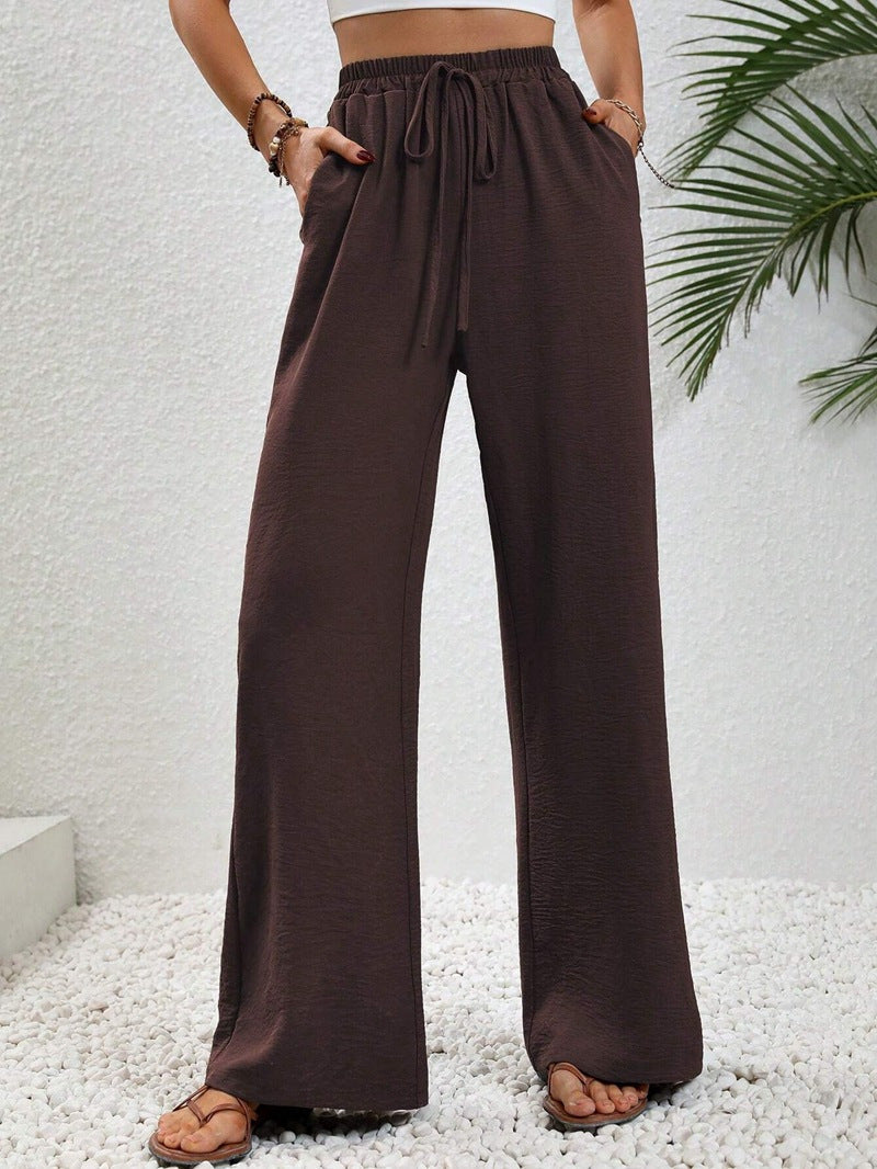Damen Sommerhose Weite Elastischer Bund Beige