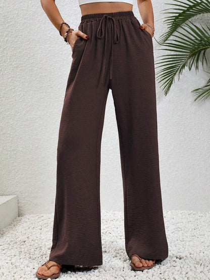 Damen Sommerhose Weite Elastischer Bund Beige