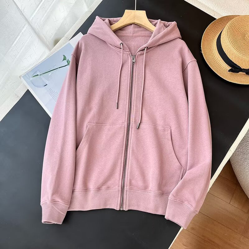 Damen Zip-Hoodie Sportlich Kängurutaschen Grau Eveloria