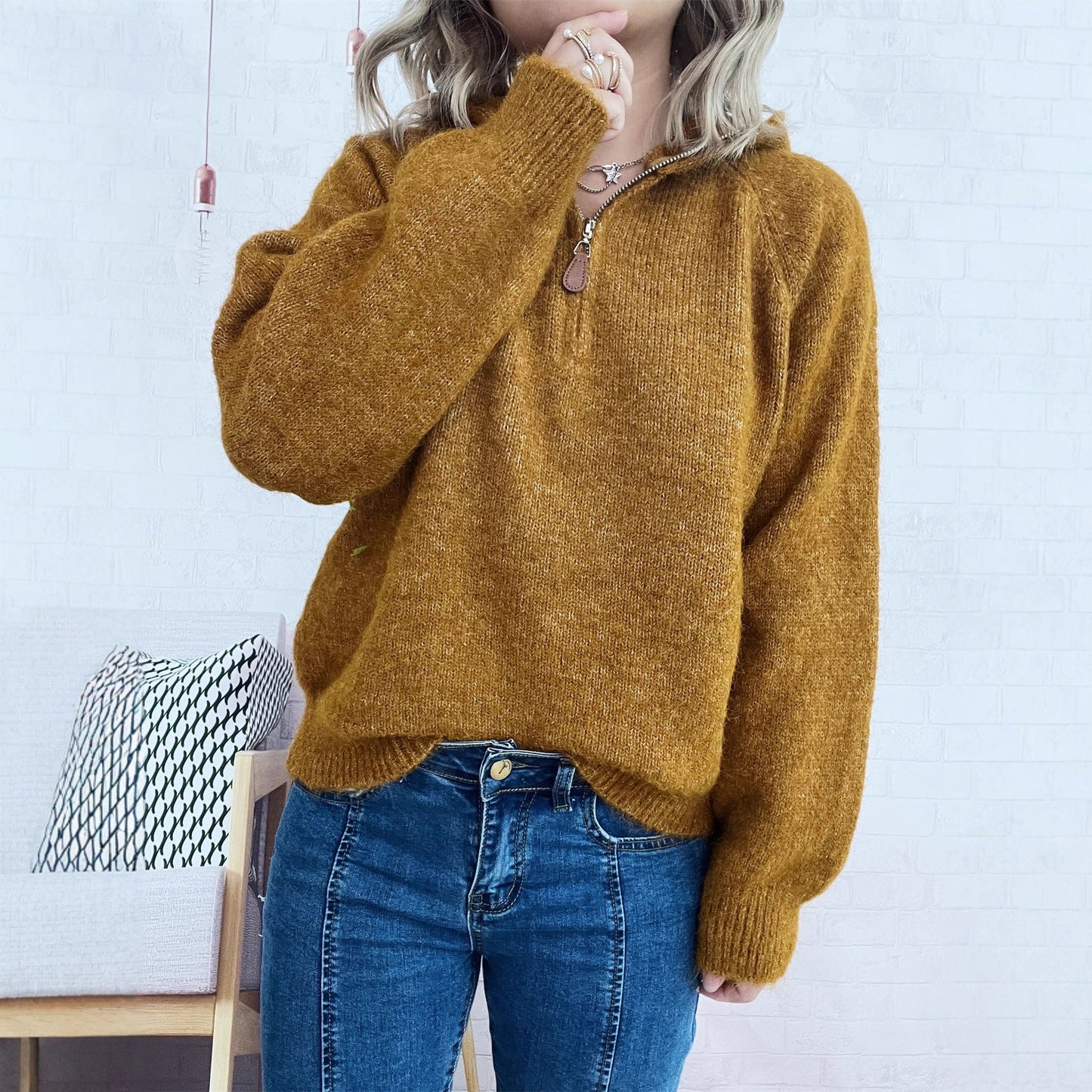 Damen Kapuzenpullover Reißverschluss Eveloria